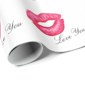 Cadeau Rouge Baisers à lèvres papier à envelopper (Coin rond)