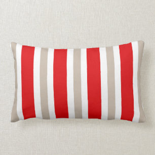 Cadeau rouge et blanc beige de coussin de rayure