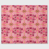 Cadeau Rouges Roses Or Bows Envelopper Papier Rouleau (Plat)