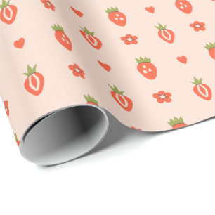 Cadeau Rouleau à papier à Motif à fraise à main