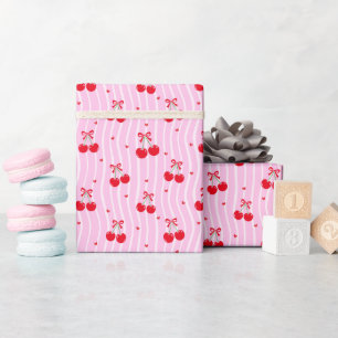 Cadeau Rouleau de papier d'emballage à motif cerise rouge