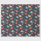 Cadeau Rouleau de papier enveloppant de dinosaure de Noël (Plat)