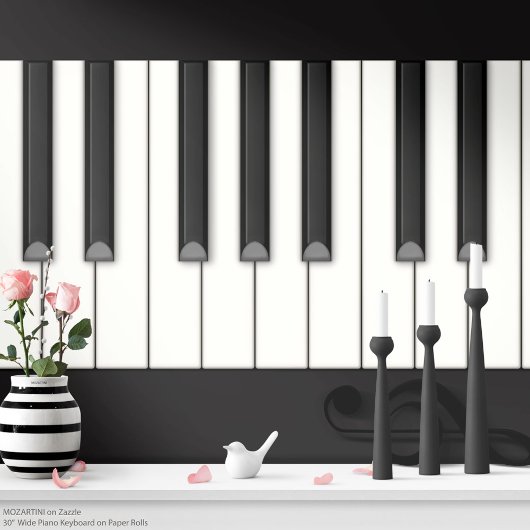 Cadeau Rouleau de papier géant clavier de piano (fond noi