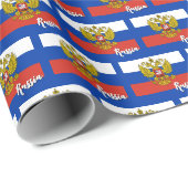 Cadeau Russie Papier à papier, bleu, drapeau russe (Coin rond)