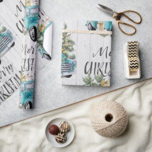 Cadeau Rustic Farmhouse Truck Papier d'enveloppement de N