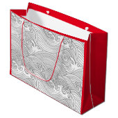 CADEAU SAC JAPONAIS VAGUE MOTIF SUR ROUGE (Devant Angle)