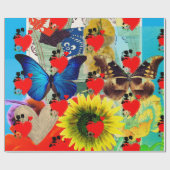 Cadeau Saint Valentin COEUR ET FLEURS papier enveloppant (Plat)