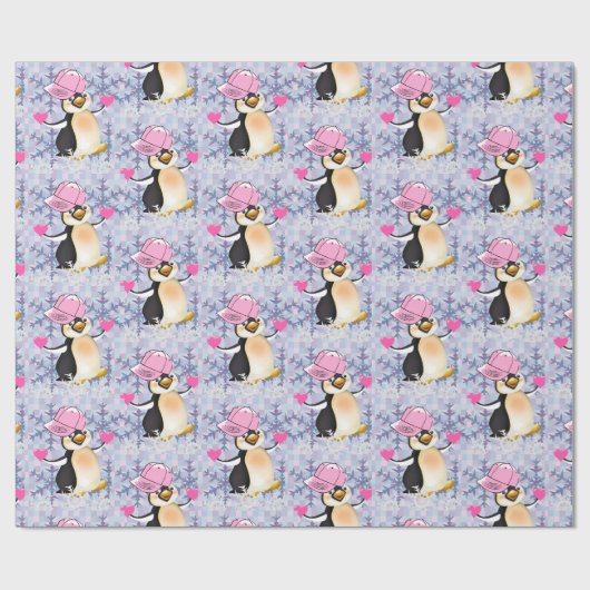 Cadeau Saint-Valentin Enveloppement papier Coeurs de ping (Plat)
