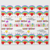 Cadeau Saint Valentin Envelopper le papier Joyeux anniver (Plat)