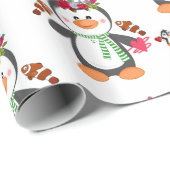 Cadeau Saint-Valentin Envelopper le papier Penguin Poisso (Coin rond)