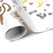 Cadeau Saint-Valentin Envelopper le papier singe Bananes (Coin rond)
