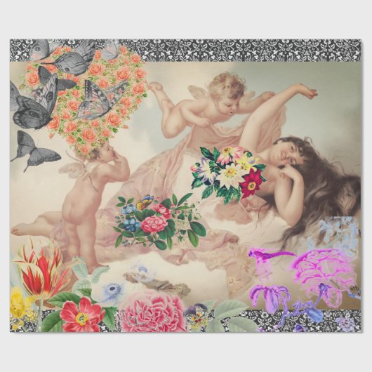 Cadeau Saint-Valentin VÉNUS ET ANGELS papier à envelopper (Plat)