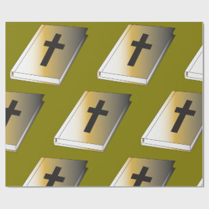 Cadeau Sainte Bible dorée avec papier de soie à croix noi
