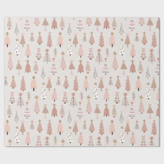 Cadeau Sapin Noël Rose Scandinave Cadeaupapier (Vlak)