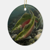 Cadeau saumoné personnalisé par ornement de pêche (Gauche)