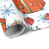 Cadeau Scandi Snowflakes Red Packages Wrapping Papier (Coin rond)