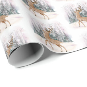 Cadeau Scène hivernale de rennes Papier d'enveloppement