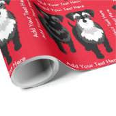 Cadeau Schnauzers de Noël Papier d'enveloppement de texte (Coin rond)