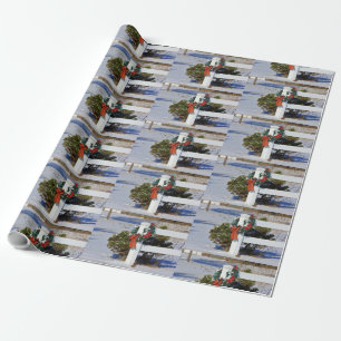 Cadeau Serre de Noël et clôture blanche Papier d'envelopp