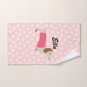 Cadeau serviette teckel rose et blanc (Serviette à main)