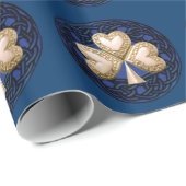 Cadeau Shamrock Or Sur Papier Bleu (Coin rond)