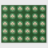 Cadeau Shamrock Or Sur Papier D'Enveloppement Vert (Plat)