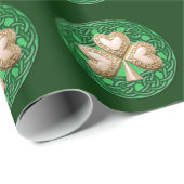 Cadeau Shamrock Or Sur Papier D'Enveloppement Vert (Coin rond)