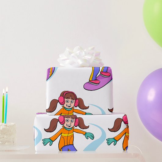 Cadeau Snowboard Girl Snow Fun Wraping Papier