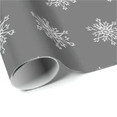 Cadeau Snowflakes blanc Papier Arrière - plan gris (Coin rond)