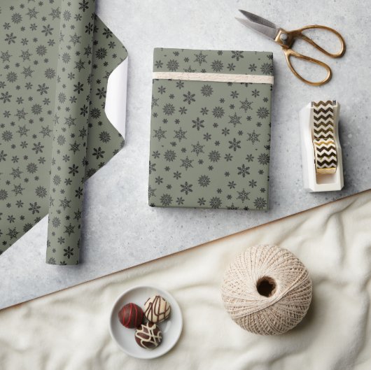 Cadeau Snowflakes Christmas Dark Green Wrapper Papier (Artisanat)