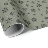 Cadeau Snowflakes Christmas Dark Green Wrapper Papier (Coin rond)