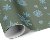 Cadeau Snowflakes Christmas Dark Green Wrapper Papier (Coin rond)