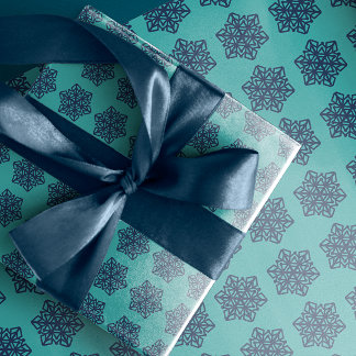 Cadeau Snowflakes de la Marine Papier à enveloppement ble