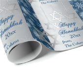 Cadeau Snowflakes Happy Hanoukka Wrapping Papier (Coin rond)