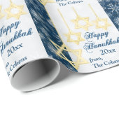 Cadeau Snowflakes Happy Hanoukka Wrapping Papier (Coin rond)