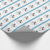 Cadeau Snowman avec flocons de neige et papier à rayures  (Coin)