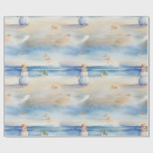 Cadeau Snowman Sur Le Papier D'Enveloppement De Plage (Plat)