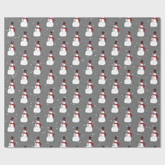 Cadeau Snowman Sur Papier Gris (Plat)