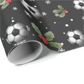 Cadeau Soccer Noël Papier à envelopper (Coin rond)