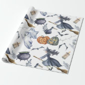 Cadeau Sorcière d'Halloween et papier enveloppant de fant (Déroulé)