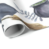 Cadeau Sorcière d'Halloween et papier enveloppant de fant (Coin rond)