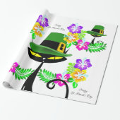 Cadeau St. Patrick's Day Wrapping Papier Chat Floral (Déroulé)