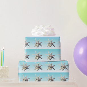 Cadeau Starfish Famille Bleu clair Papier d'enveloppement