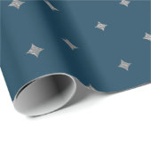 Cadeau Starry Night Silver Stars Blue Wrapper Papier (Coin rond)