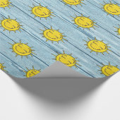 Cadeau Sunshine Wrapping papier Plage de bois d'oeuvre. (Coin)