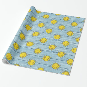 Cadeau Sunshine Wrapping papier Plage de bois d'oeuvre.