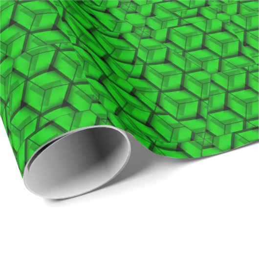 Cadeau Superbe papier d'enveloppement géométrique vert (Coin rond)