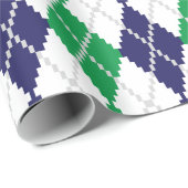 Cadeau Sur le papier à envelopper du Jacquard vert (Coin rond)