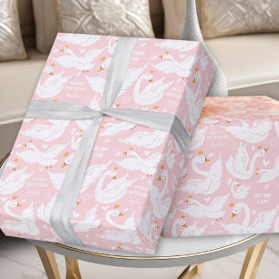 Cadeau Swan Rose Girl Anniversaire Nom Papier d'enveloppe