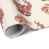 Cadeau T-Rex Funny Garçon Feux de Noël Papier d'enveloppe (Coin rond)